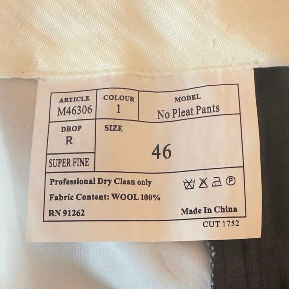NWT Mantoni Men’s No Pleat Unhemmed Dress Pants Size 46R 100% Wool Gray Office - Picture 6 of 11